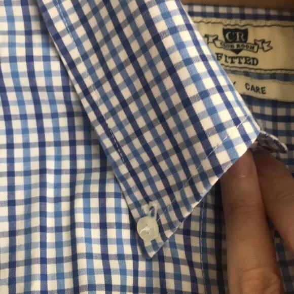 Club room men's button down shirt plaid dress fitted easy care 15 - Picture 9 of 12